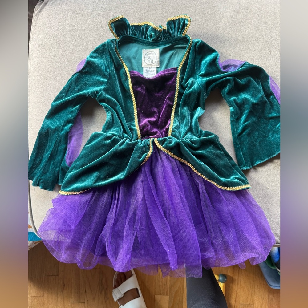 Taylor Joelle Hocus Pocus Green and Purple Velvet Dress with Tulle Skirt